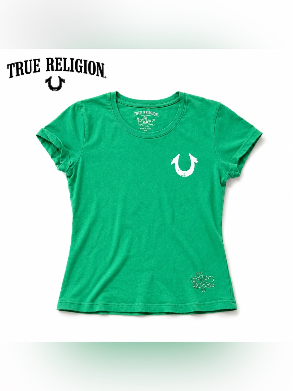 True Religion Vibrant Green Short Sleeve Tee Y2K